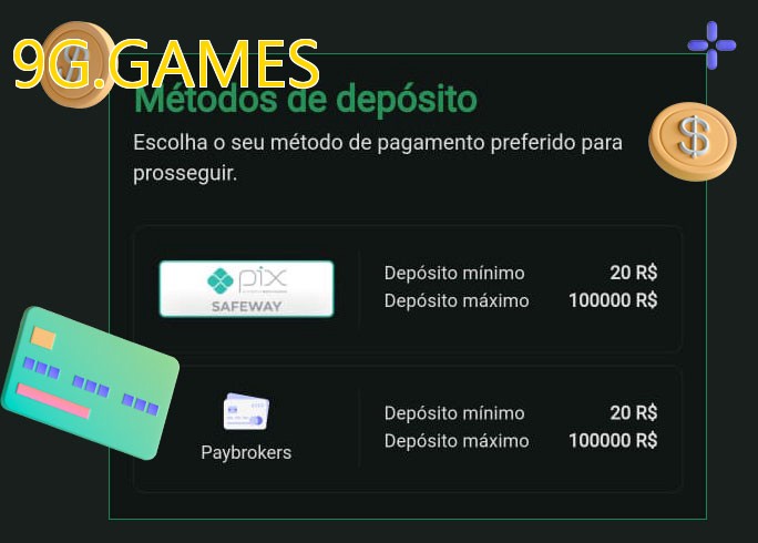 O cassino 9G.GAMESbet oferece uma grande variedade de métodos de pagamento